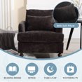 thumbnail image 3 of MOONMISS Chenille Upholstered Mid Century Modern Wood Frame Armchair-BLACK, 3 of 5