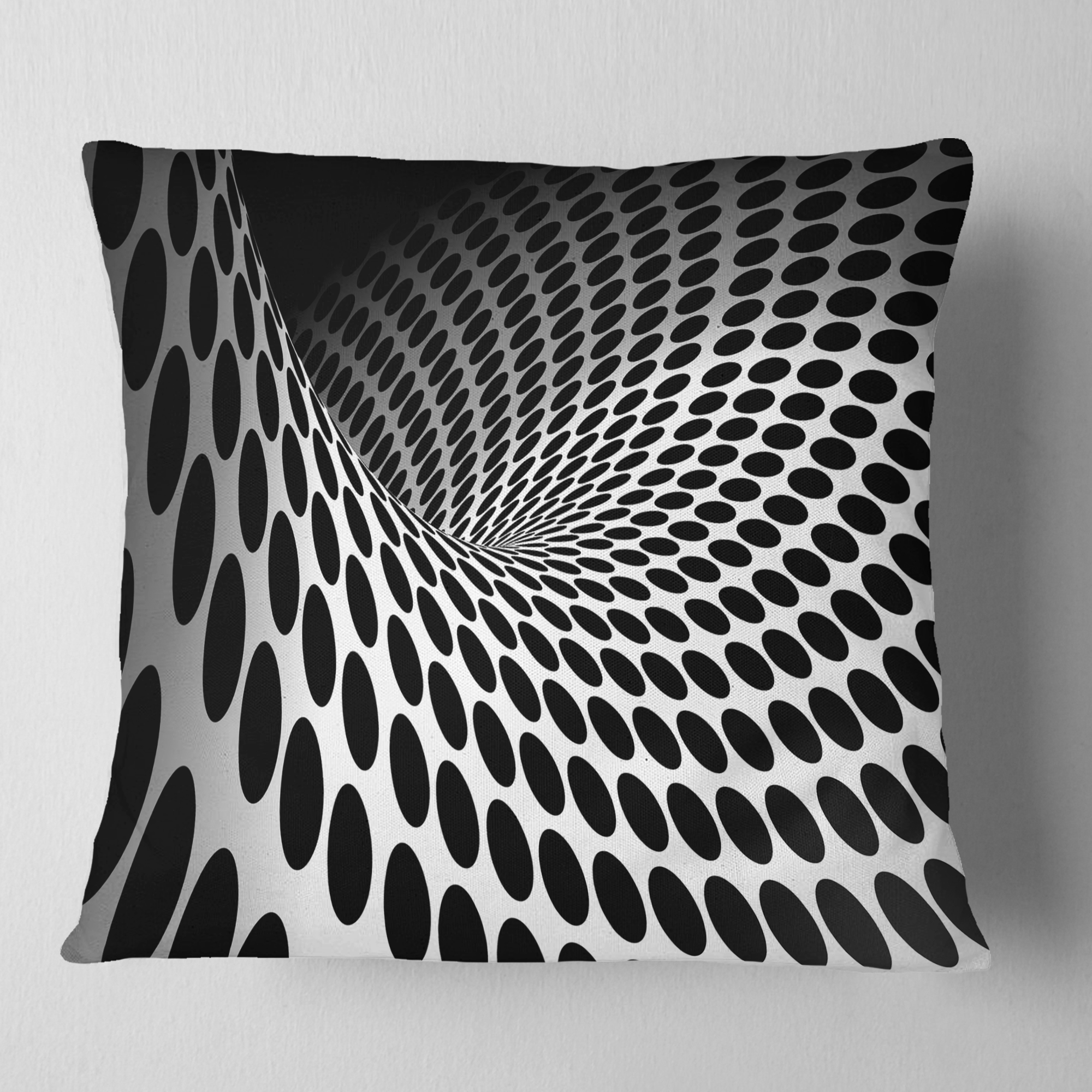 Designart Waves and Circles Black n’ White - Contemporary Throw Pillow - 16x16