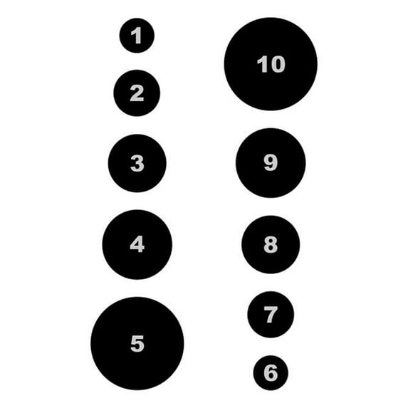 10 Pcs of Military Varied circle Command Training Target numbered 1 thru 10. Black. Size: 23" x 35"