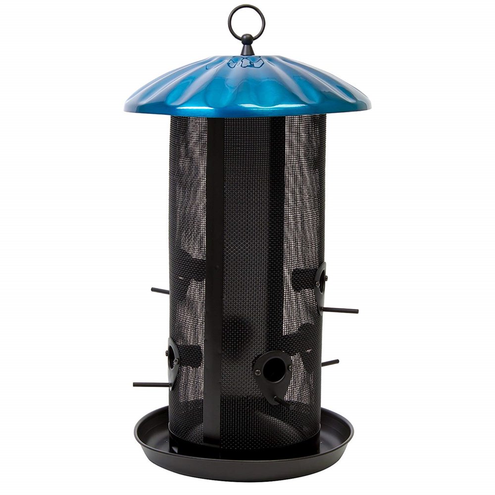 Royal Buffet Large Blue Steel Bird Feeder Holds 10 Pounds of Seed