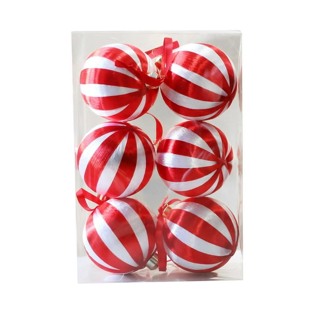 6 Adornos Navideños de Bolas, Regalos Originales, Adornos Navideños Rojo Blanco