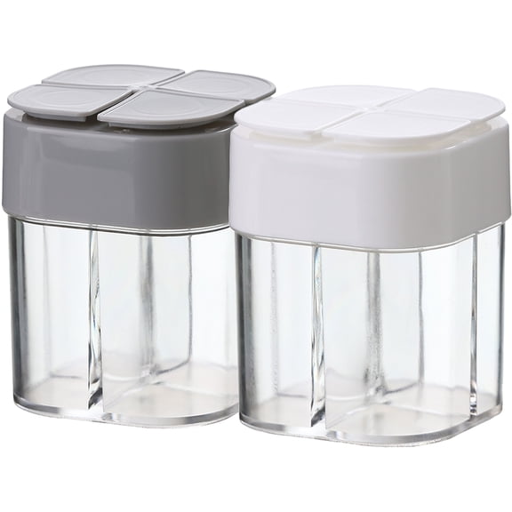 Dytern spice dispenser 2 pcs Spice Containers Travel Seasoning Cans 4 Compartment Seasoning Shaker,3.35"X2.56"X2.56"