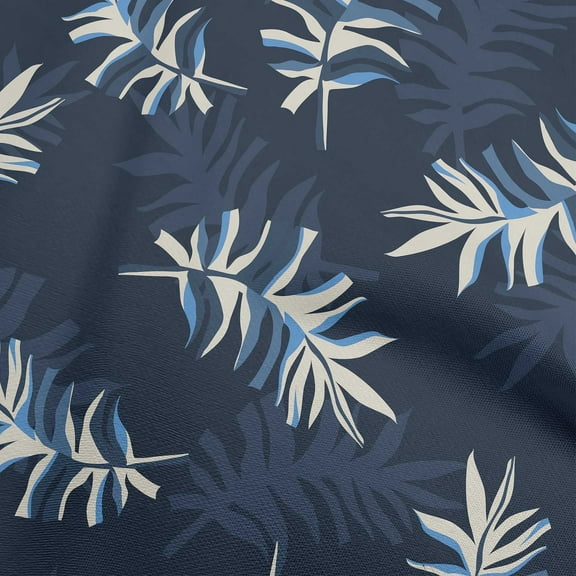 oneOone Cotton Poplin Blue Fabric Abstract Leaves Sewing Craft Projects Fabric Prints By Yard 42 Inch Wide