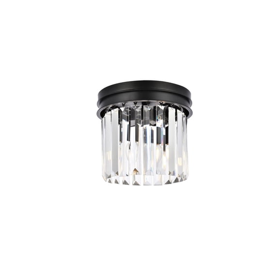 Sydney 3 light Matte Black Flush Mount Clear Royal Cut Crystal