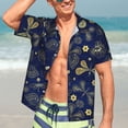 thumbnail image 3 of Fotbe Vintage Golden Butterfly Hawaiian Shirt for Men Unisex Summer Beach Casual Short Sleeve Cotton Linen Button Down Shirts-Large, 3 of 5