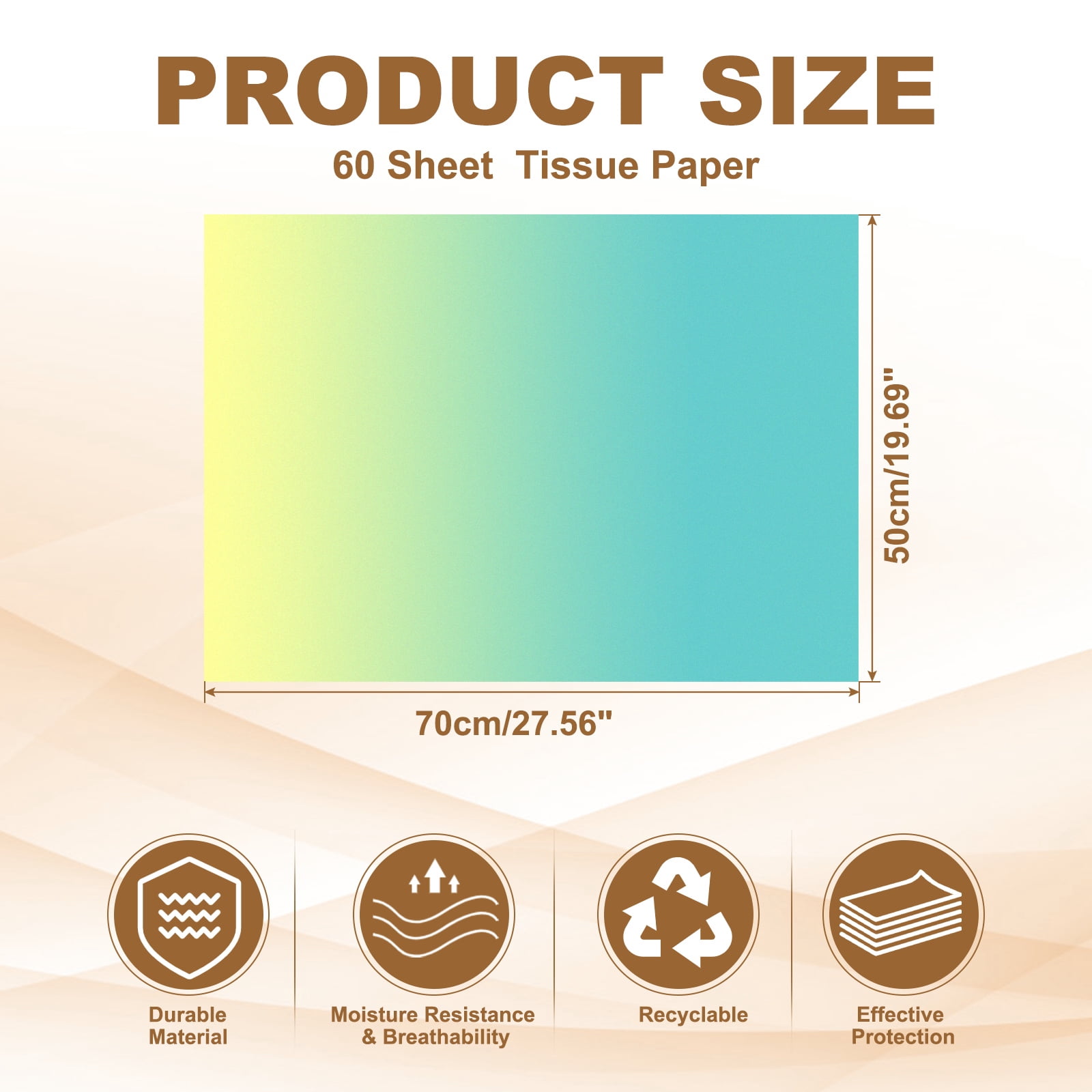 Uxcell 60 Sheets Colored Tissue Paper Bulk for Gift Bags, 27.6x19.7" Yellow Blue Gradient Assorted Color Wrapping Paper for Craft Holidays Christmas Birthday Wedding Filler Flower Decor