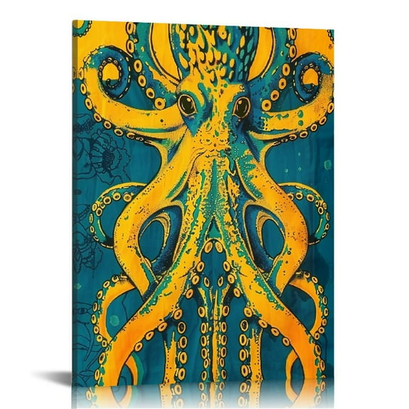 ONETECH Octopus 16x20 in / 12x16 in Wall Decor for Bathroom Canvas Art Living Room Bedroom Home Office Wall Decor 12x16 in
