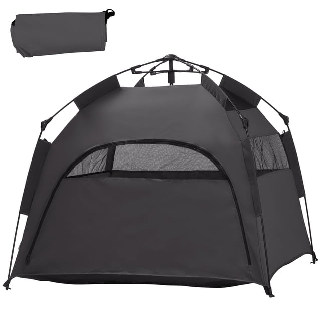 JWRWEFA Pop Up Dog Tent for XL & Large Dogs, Portable Outdoor Pet Shelter with Carrying Bag, Sunshade Dog Tent for Beach, Yard, Camping, Dark Gray