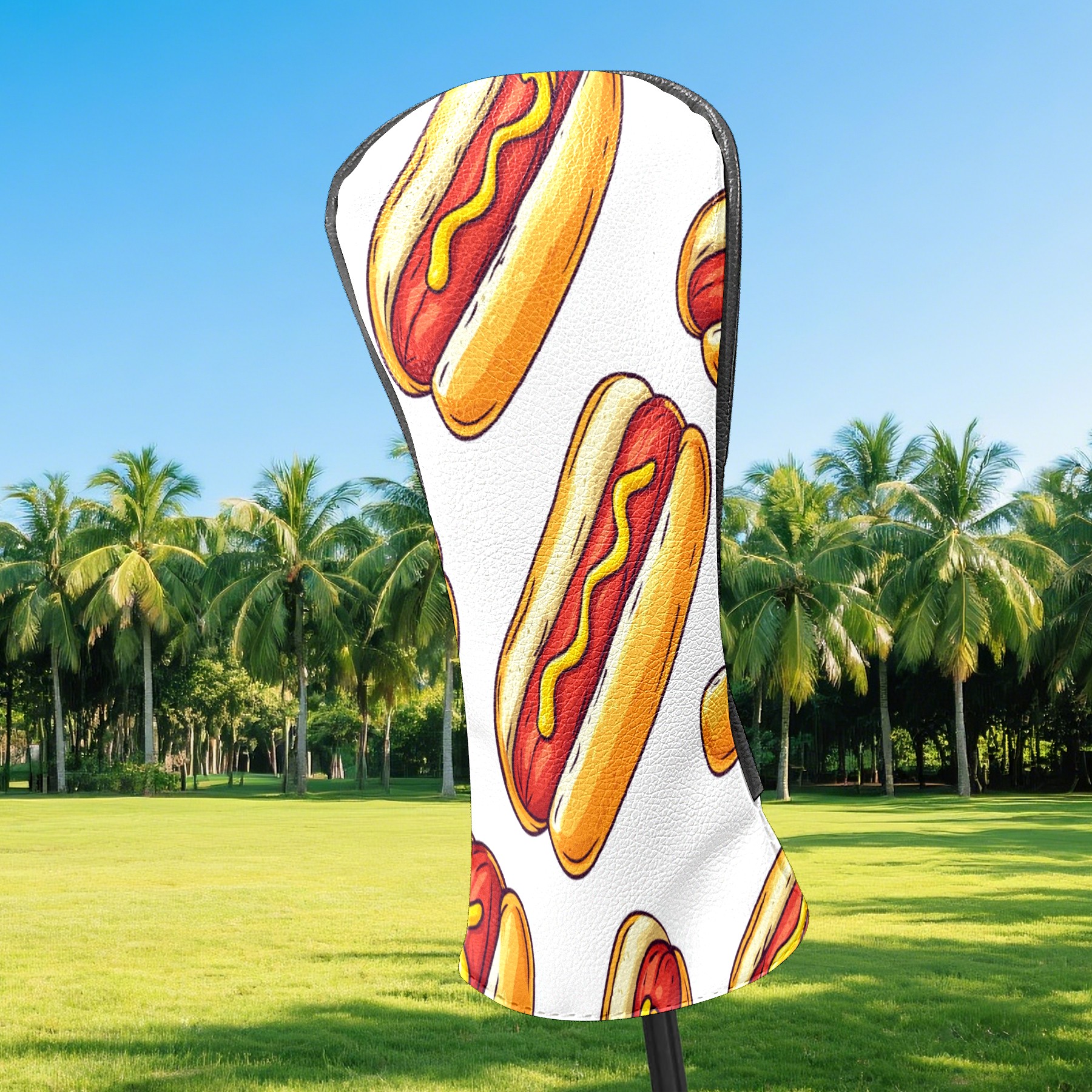 Golf Club Covers PU Leather Waterproof Head Covers for Fairway Woods Hybrids Cute Hot Dog