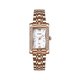 thumbnail image 1 of Reloj rectangular para mujer con bisel decorado con cristales Reloj de pulsera clásico con forma de tanque cuadrado y esfera transparente que luce elegante (pulsera de acero y oro rosa), 1 of 3