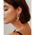 thumbnail image 5 of Gold Clip On Hoop Earrings for Women - Classic Large Chunky Hoops - Non Pierced Minimalistic Clip Earrings, 5 of 16