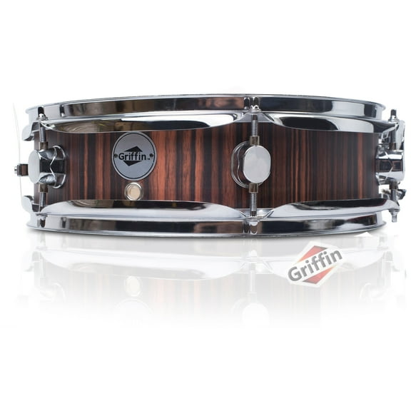 Piccolo Snare Drum 13" x 3.5" by GRIFFIN - 100% Poplar Wood Shell with Black Hickory Finish  Coated Drum Head - Drummers Deluxe Percussion by GeekStands.com