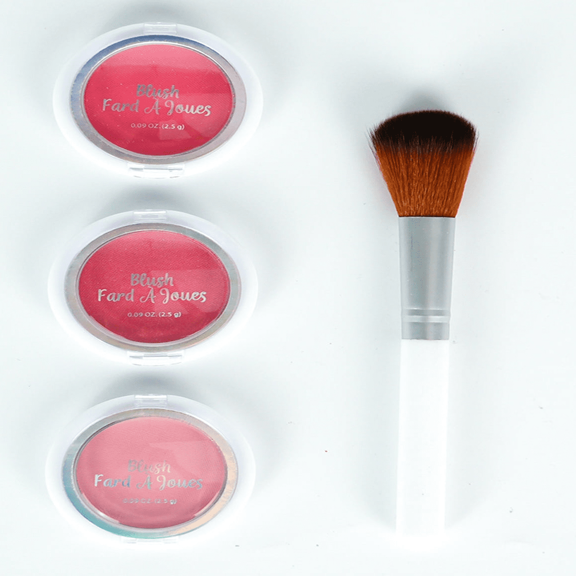 Makeup Powder Blush With Blush Brush Set, 4 Pieces, Adult