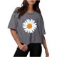 thumbnail image 1 of Fiudx Ropa de Mujer Camisetas Cortas de Gran Tamaño con Cuello Redondo y Hombros Caídos para Mujer, 1 of 5