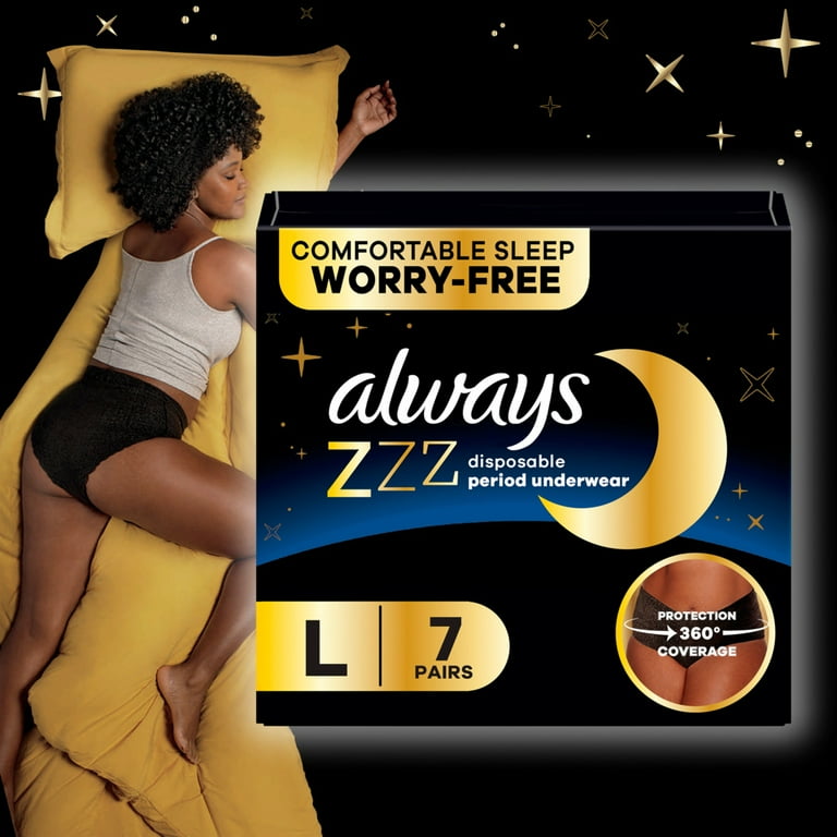 Always ZZZ Overnight Disposable Period Underwear Size L, 7 Count