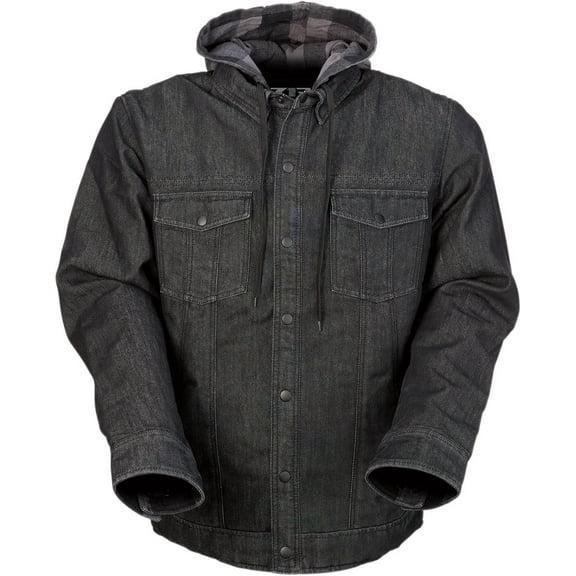 Z1R Timber Denim Mens Button Up Long Sleeve Shirt Black/Gray LG
