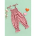 thumbnail image 3 of Caoirhny Toddler Girl Sling Jumpsuit, Heart/Leopard Printed Pleated Tie-Up Simple Style Overalls, Casual Sweet Romper, 3 of 8