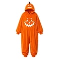 thumbnail image 3 of Swanpen Women Halloween Pumpkin Onesie , Hooded Plush One Piece Pajamas, Cute Jack O' Lantern Jumpsuit for Halloween Party & Loungewear,Orange, 3 of 4