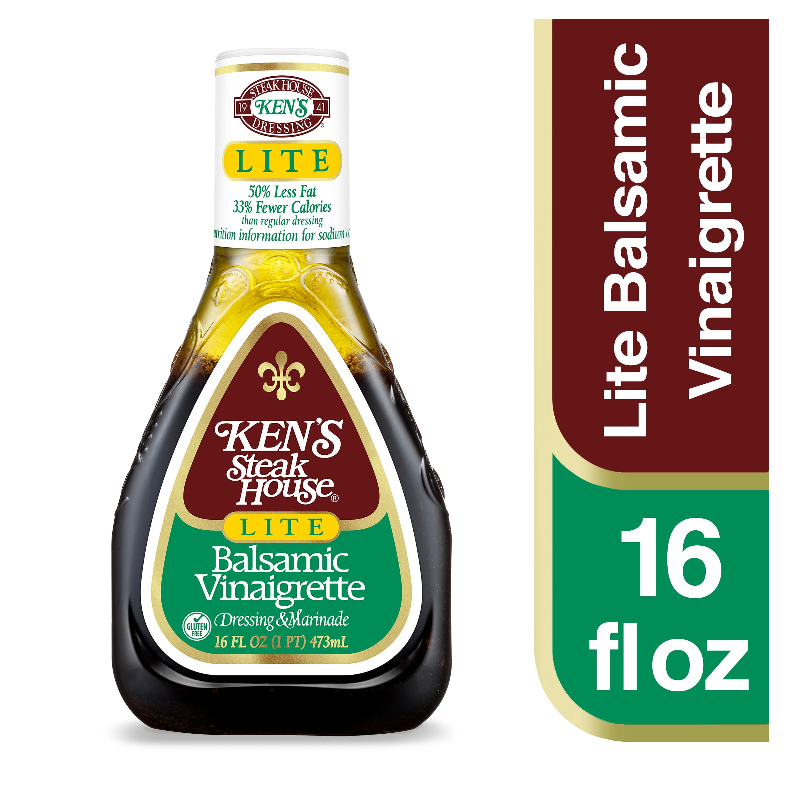 Ken's Steak House Lite Balsamic Vinaigrette Salad Dressing, 16 fl. oz