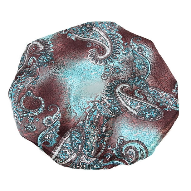 Qarigey Sleep Bonnet Extra Large Sleeping Hat Doble capa con cordón Turbante para el cabello Patrones bohemios Suministros para la cabeza Sombreros Ameba verde Qarigey AP009761-06