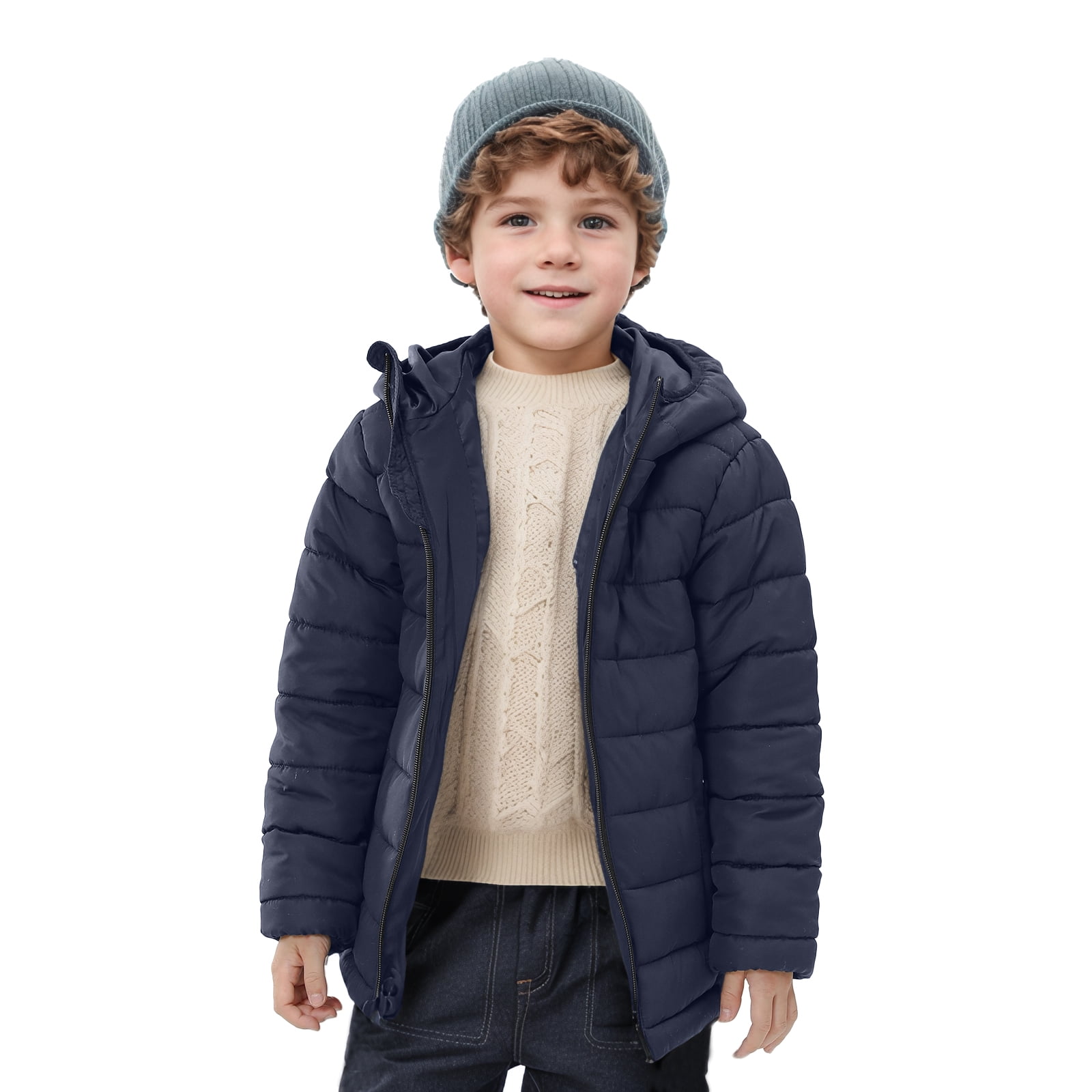 YUBIKWETE Boys Hooded Lightweight Warm Puffer Down Jacket, Sizes 5-20