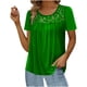 thumbnail image 1 of Fiudx Liquidación de Ofertas Flash Blusa de Manga Corta con Cuello Redondo y Empalme de Encaje a La Moda para Mujer, 1 of 5
