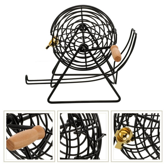 NICEXMAS Black Bingo Game Machine Wooden and Metal Multi-Functional Party Fun