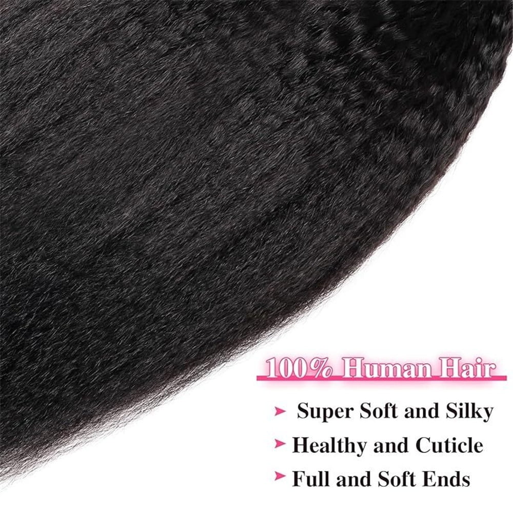 Kinky Straight Clip in Hair Extensions 8Pcs Real Human Hair Clip in Extensions 12-26 Inches Double Weft Brazilian Remy Hair Extensions for Black Women