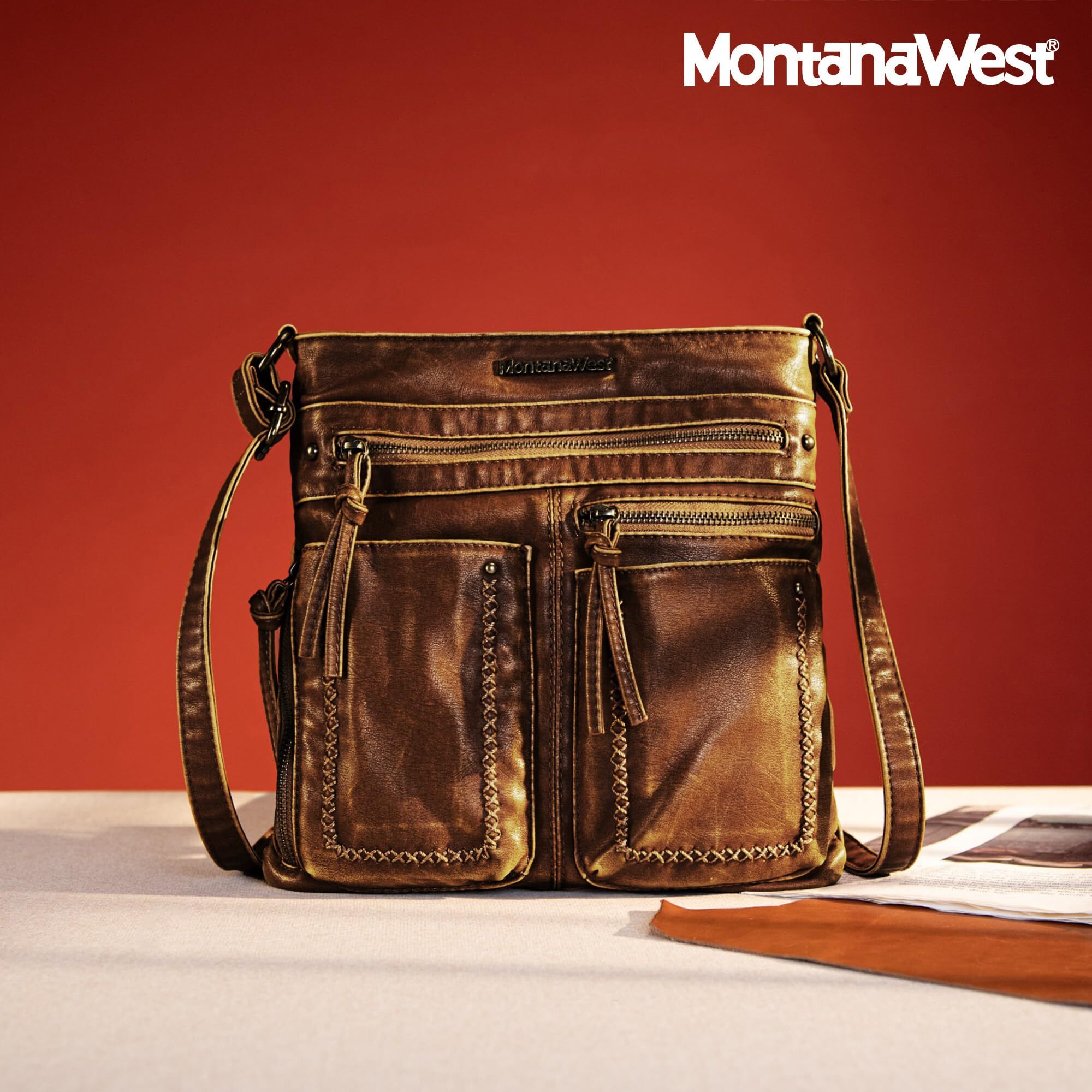 Montana West Women's Crossbody Bag Vegan Leather Brown photo 3