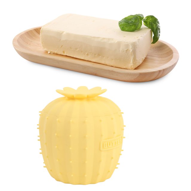 Food Grade Silicone Butter Crock with Lid, Water Line for Butter, Prevents Oxidation, Easy Access, Detachable Design, Heat Resistant, Suitable for Kitchen