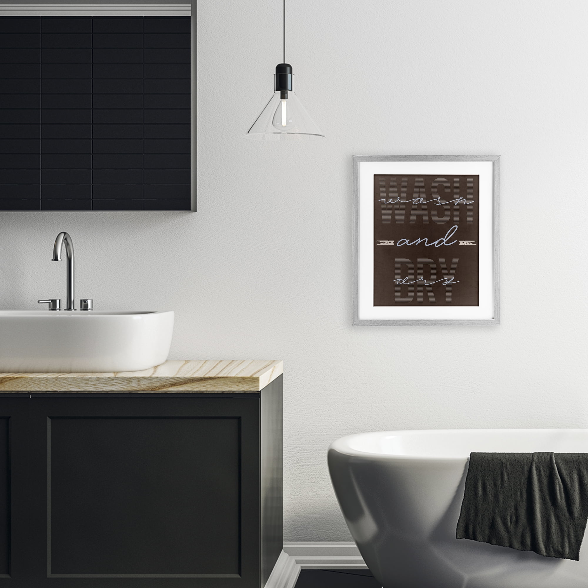 Wash And Dry Brown Gray Framed Print Under Glass, design by Marcus Prime