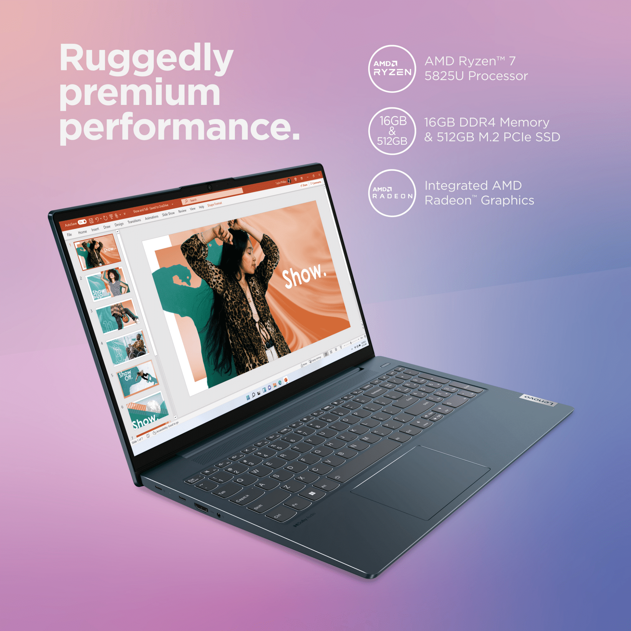 Lenovo Ideapad 5 15.6" Laptop, AMD Ryzen 7 5825U, 16GB RAM, 512GB SSD, Abyss Blue, Windows 11 Home, 82SG00BLUS