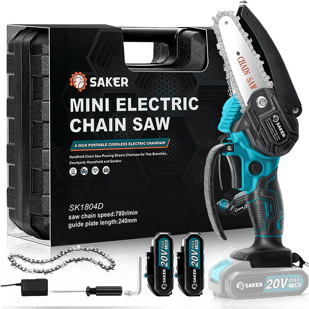 Saker Mini Chainsaw Deal, 4 Inch Portable Electric Chainsaw Cordless