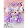 thumbnail image 4 of BemeyourBBs Newborn Baby Girls Summer Clothes Infant Baby Girl Bear Outfits Short Sleeve Bear Embroidery Dot False Two-Piece Romper Bodysuit Playsuit with Headband, 4 of 9