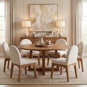 Guyou Modern Dining Chairs Set of 2, Linen Upholstered Dining Room Chairs, Mid Century Wooden Kitchen Side Chairs for Dining Room, Kitchen, and Living Room, Beige