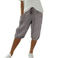 thumbnail image 3 of Women's Cotton Linen Blend Shorts with Elastic Waist Comfortable Loose Fit Striped Casual Summer Shorts, 3 of 9