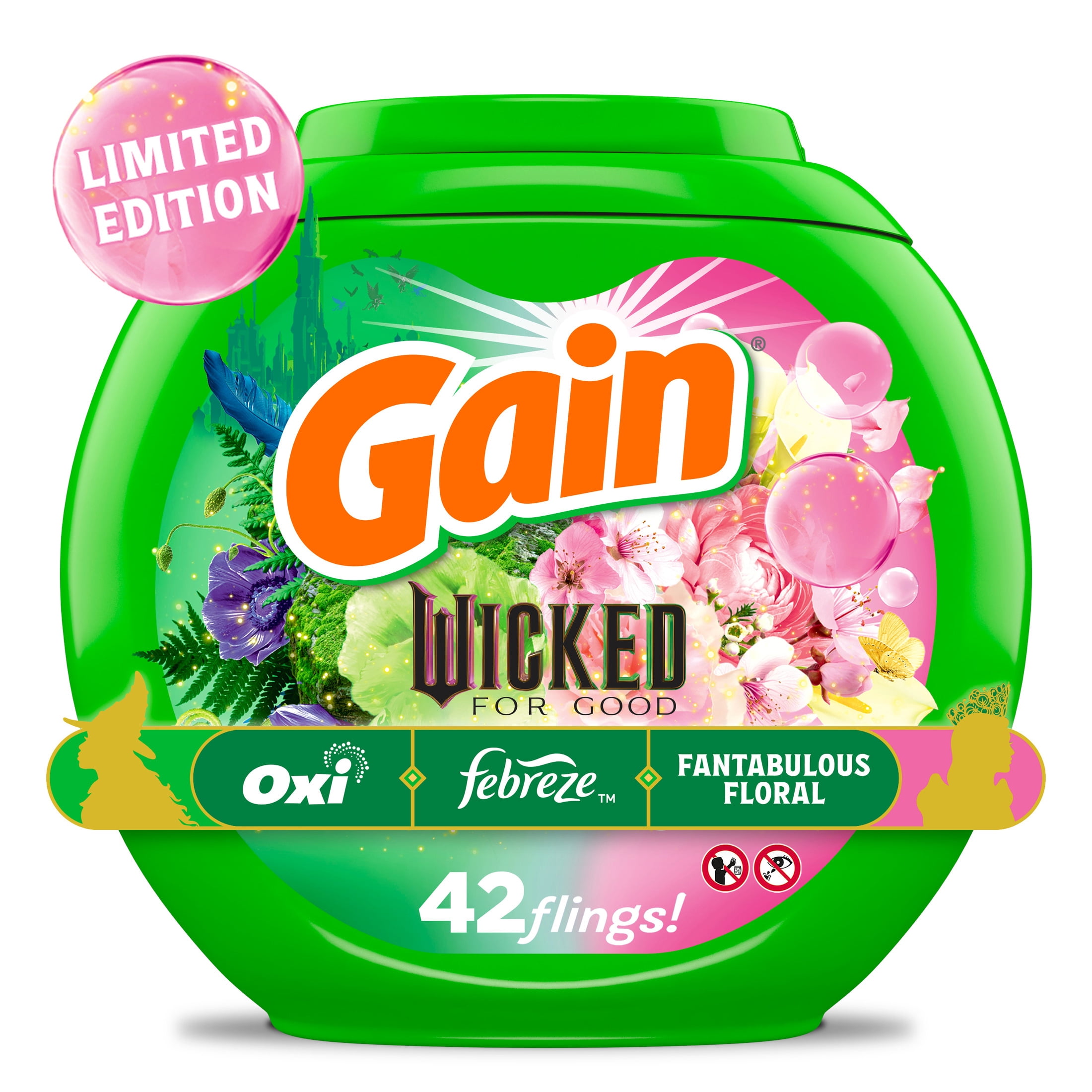 Gain Flings! "Wicked: For Good" Limited Edition, 42 Count, Fantabulous Floral Scent