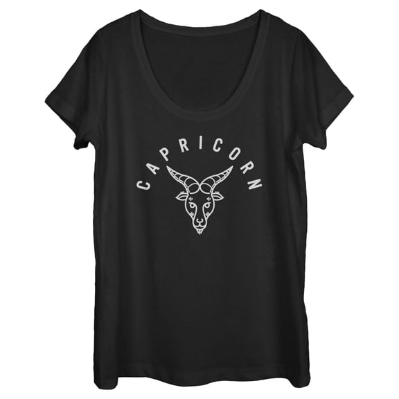 Women's Lost Gods Zodiac Capricorn Line Symbol Graphic Tee Black 2X Large