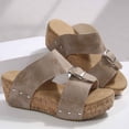 thumbnail image 5 of Slippers for Women,Slippers Comfortable Open Toe Sandals With Thick Sole For Casual Outdoor Relaxation Summer Style,Womens Slippers,Khaki,8.5, 5 of 8