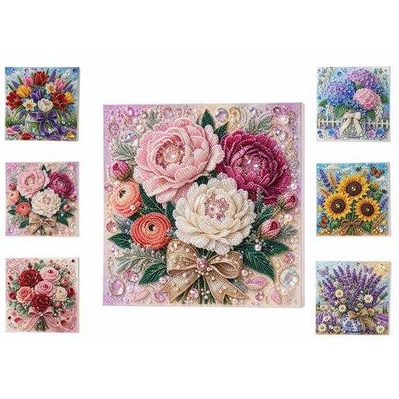 Peony Pearl Art DIY Kit, Shiny Pearl Drill Floral Diamond Painting Set, Relaxing Handmade Art Craft for Adults Home Wall Decoration