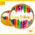 thumbnail image 2 of 24 Pz Plato Cartón Premium Pastelero Happy Birthday Hb Colores Confeti Oro, 2 of 4