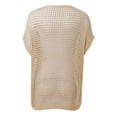 thumbnail image 5 of Crochet Coverups for Women Summer Cap Sleeve Hollow Out Casual Cruise Beach Vacation Tops Knit Pullover Sweater Beige M, 5 of 7