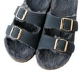 thumbnail image 2 of Roxoni Women's Open Toe Feather Slipper with Adjustable Double Buckle Cozy Cork Slide Sandal, 2 of 8