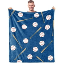 Gresahom Baseball Blanket for Boys Men, Baseball Gifts Soft Plush Flannel Blanket for Kids Adults, Blue Baseball Sport Fleece Blanket for Birthday Graduation Children's Day Travel(50"x60")