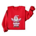 thumbnail image 3 of qucoqpe Women's Christmas Santa Claus Printed Sweatshirts Fashion Casual Crewneck Tops Red Series Long Sleeve Oversized Pullovers for 2026 Fall Winter, 3 of 5