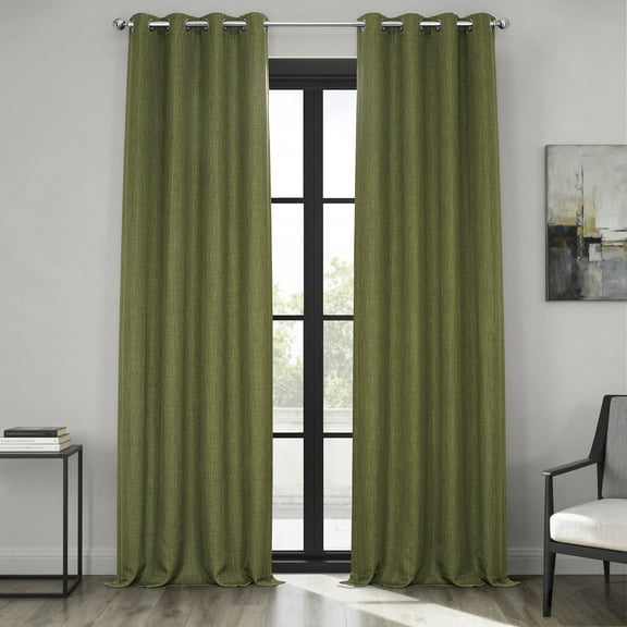 HPD Half Price Drapes Tuscany Green Grommet Faux Linen Room Darkening Curtains for Bedroom & Living Room Curtains (1 Panel),Door & Window Curtains 108 inches long,Grommet Curtains, 50W X 108L
