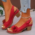thumbnail image 3 of Women's Chunky High Block Heels Flowers Sandals 2026 Summer Casual Peep Open Toe Ankle Strap Hollow Out Platform Wedge Sandal Party Dress Wedding Dance Shoes, 3 of 5