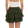 thumbnail image 4 of HJYCHN Elegant Women High Waist Layered Pleated Ruffle Lace Solid Skirt with Flowy Tiered Design for Fashionable Casual Outfits Green M, 4 of 4