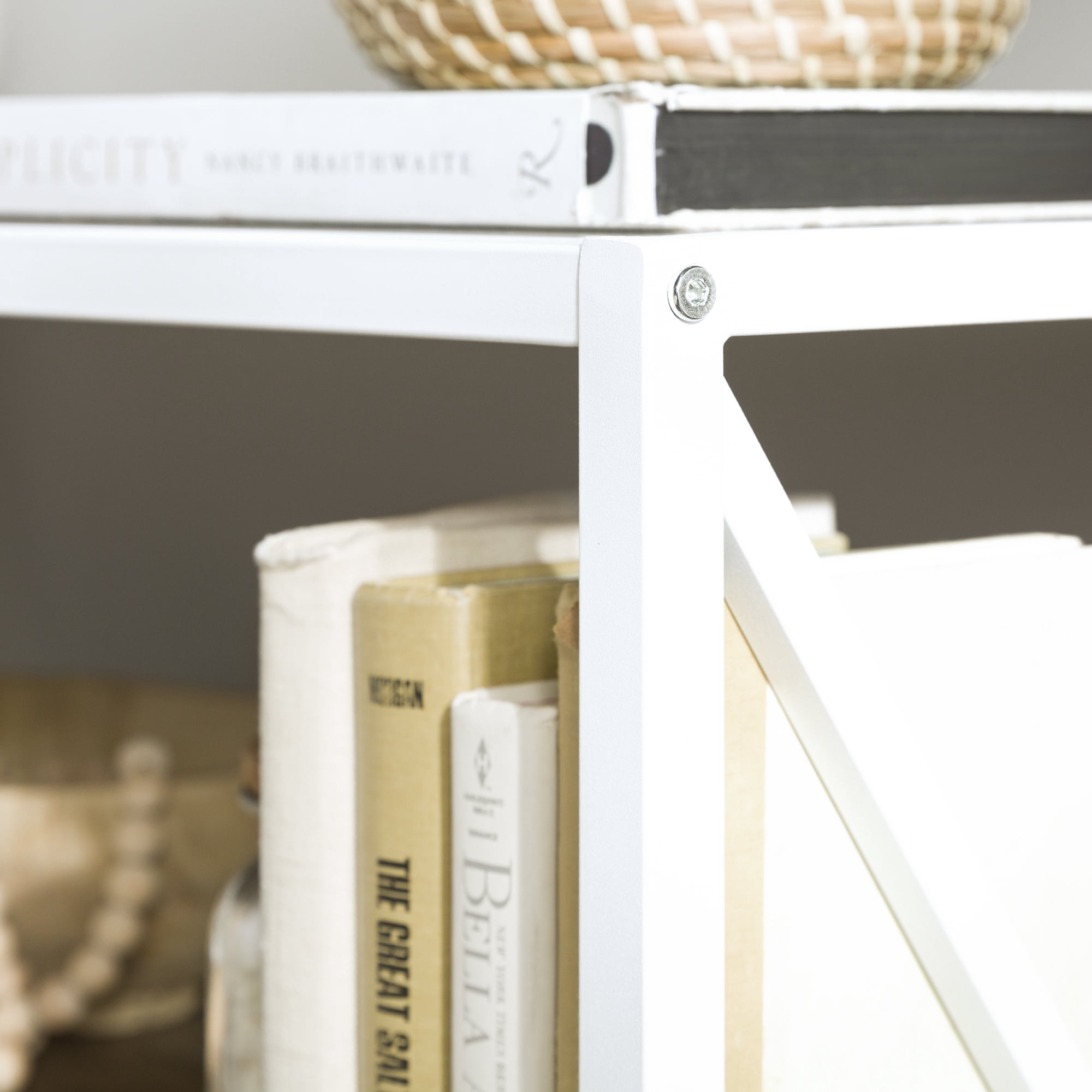 Walker Edison 40" Industrial Frisco X-frame Bookcase, Grey Wash / White