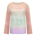 thumbnail image 3 of Olyvenn Stylish Womens Plus Size Tunic Thin Sweatshirts Comfy Loose Fit Breathable Dressy Thermal Blouse Long Sleeve Womens Tops Gradient Tie Dye Graphic Tees Boat Neck Shirts Yellow 12, 3 of 3
